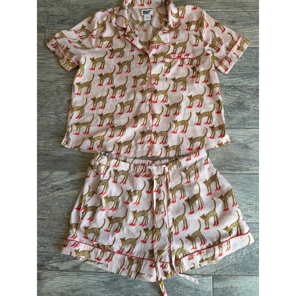 Bouffants & Broken Hearts Pajama Set‎ Medium Leopard Boots RHORI Lounge Shorts